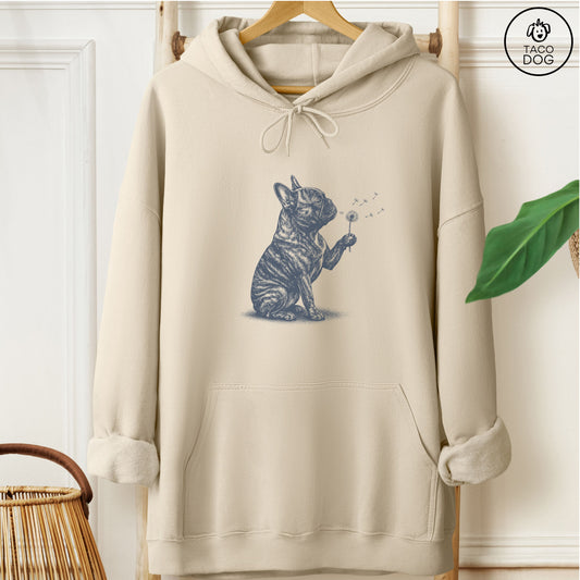 French Bulldog Frenchie Dandelion Hoodie Sand Taco-Dog