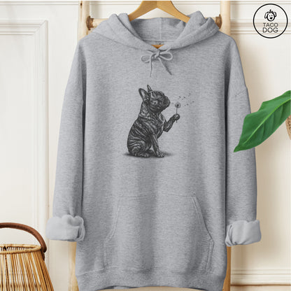 French Bulldog Frenchie Dandelion Hoodie Graphite Heather Taco-Dog
