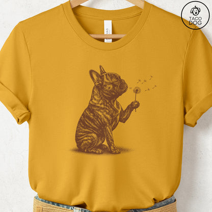 French Bulldog Frenchie Dandelion T-Shirt Mustard S Taco-Dog