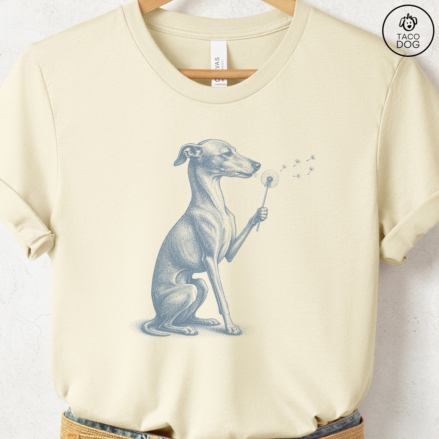Italian Greyhound Whippet Dandelion T-Shirt Taco-Dog
