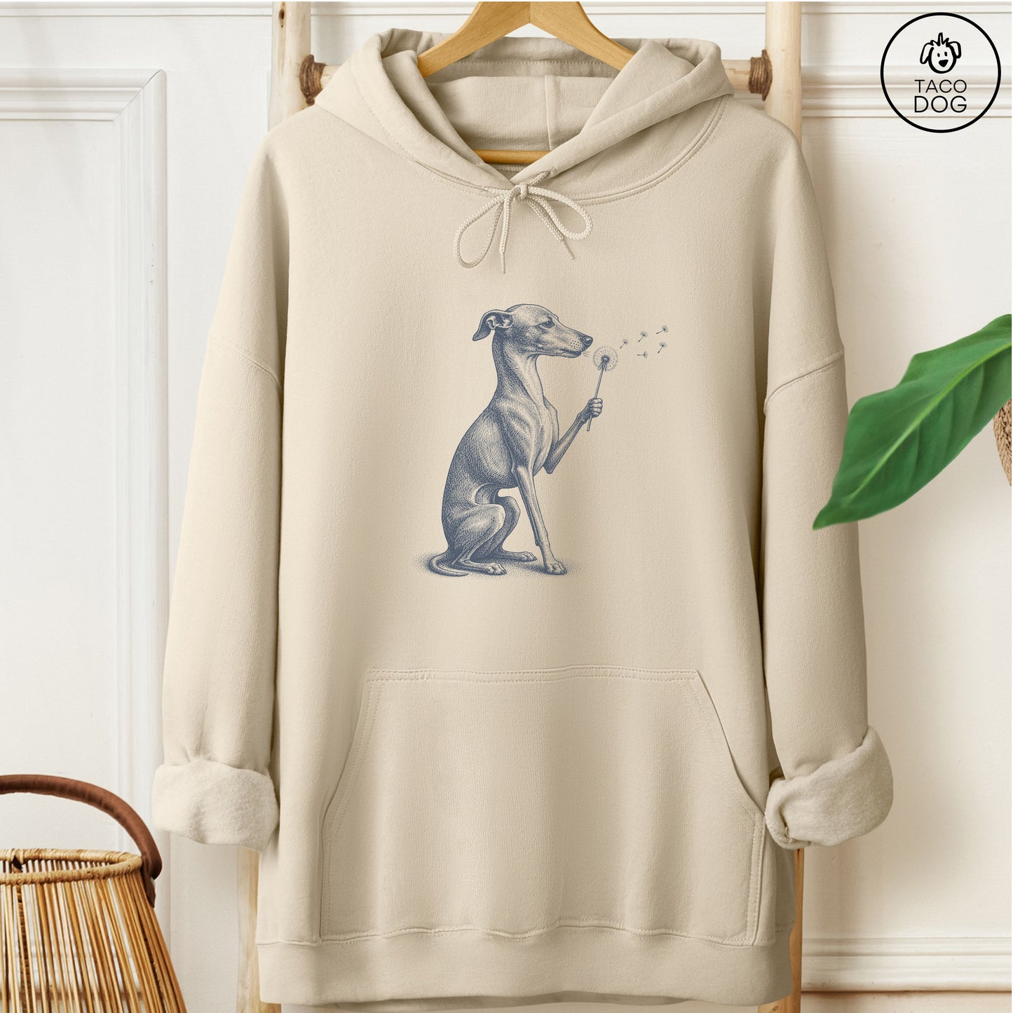 Italian Greyhound Whippet Dandelion Hoodie Sand Taco-Dog