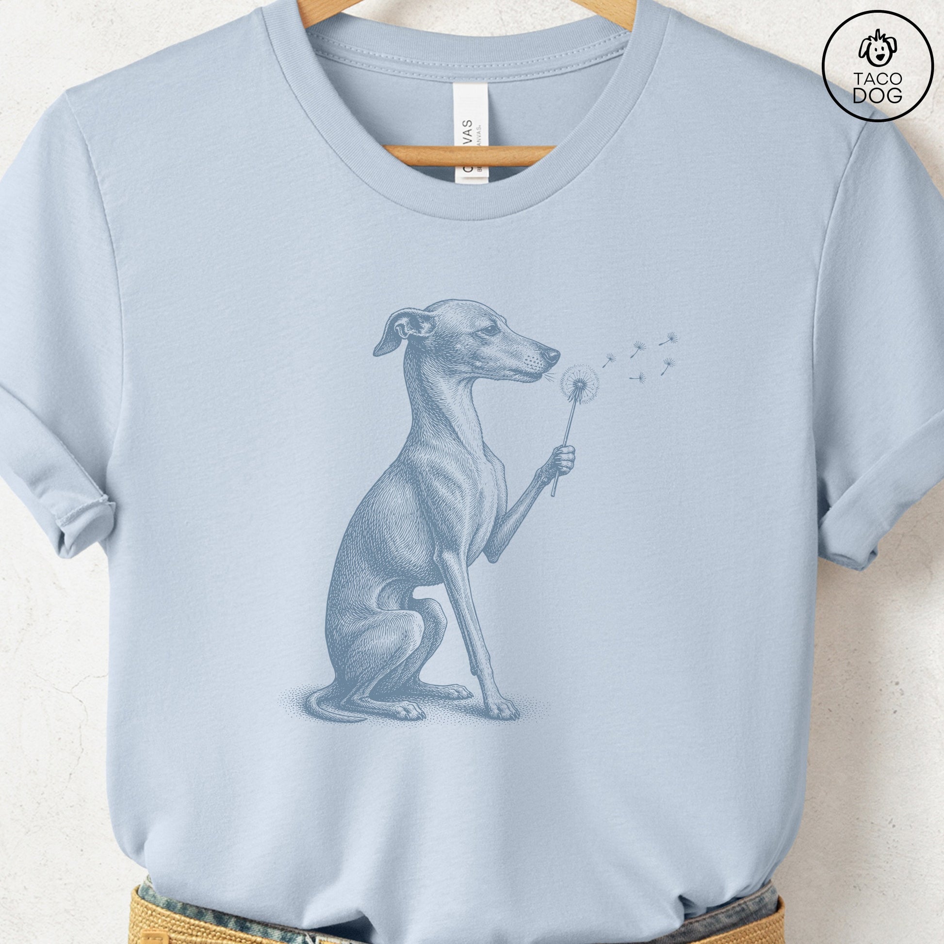 Italian Greyhound Whippet Dandelion T-Shirt Taco-Dog