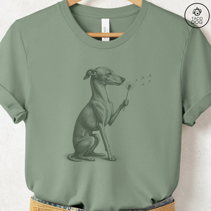 Italian Greyhound Whippet Dandelion T-Shirt Taco-Dog