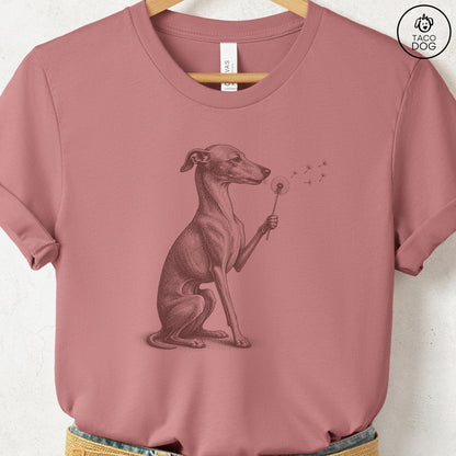 Italian Greyhound Whippet Dandelion T-Shirt Taco-Dog