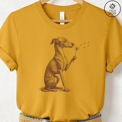 Italian Greyhound Whippet Dandelion T-Shirt Taco-Dog