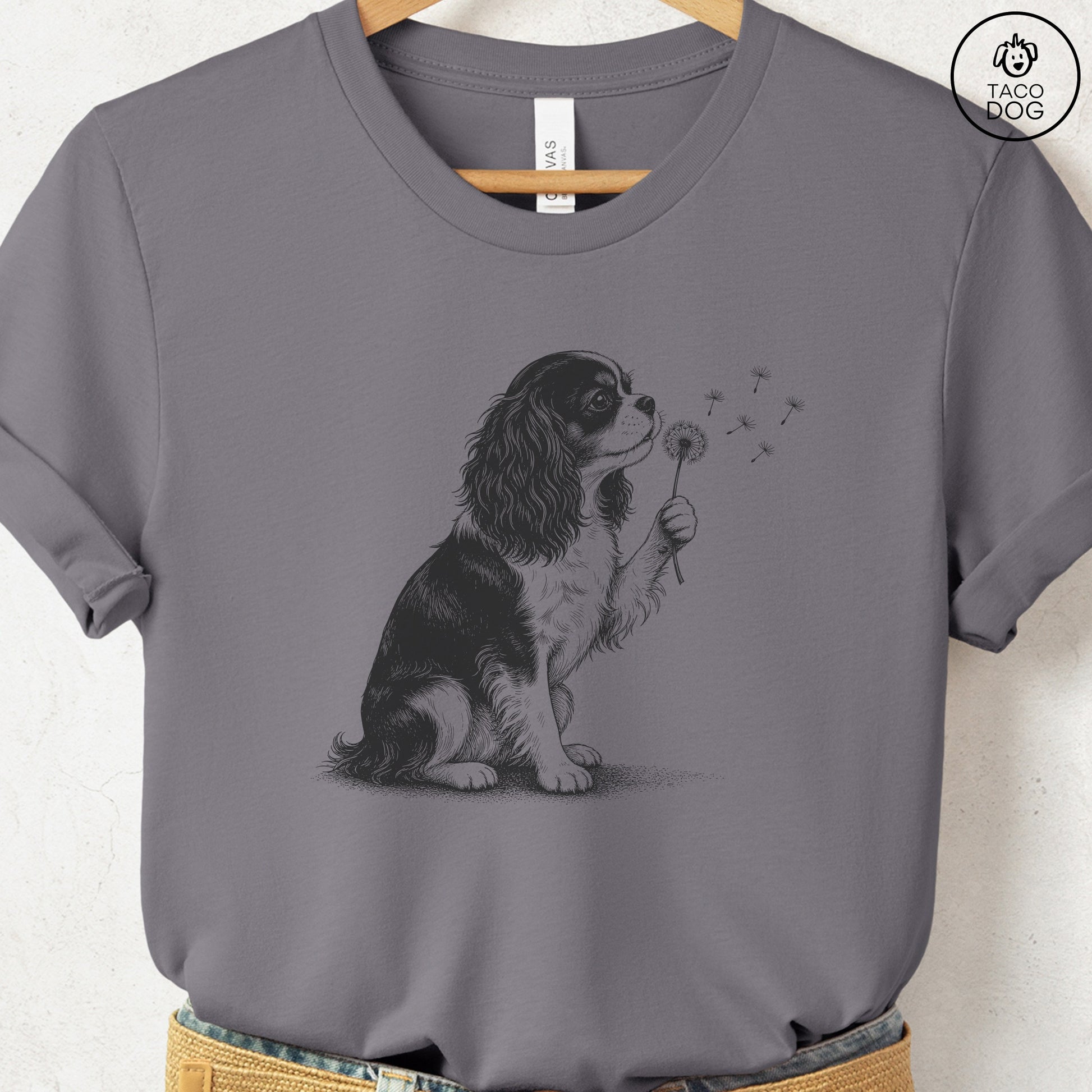 Cavalier King Charles Spaniel Dandelion Tee Storm Taco-Dog
