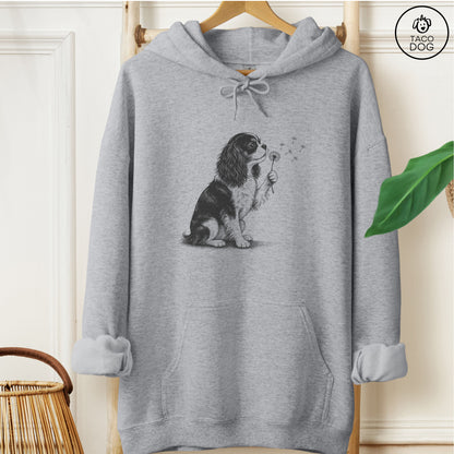 Cavalier King Charles Spaniel Dandelion Hoodie Graphite Heather Taco-Dog