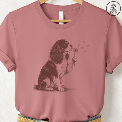 Cavalier King Charles Spaniel Dandelion Tee Heather Mauve Taco-Dog