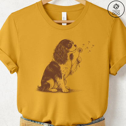 Cavalier King Charles Spaniel Dandelion Tee Mustard Taco-Dog