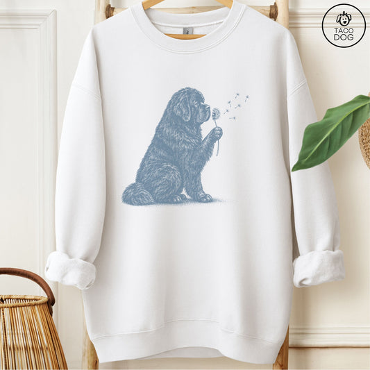 Newfoundland Dandelion Sweatshirt White Taco-Dog