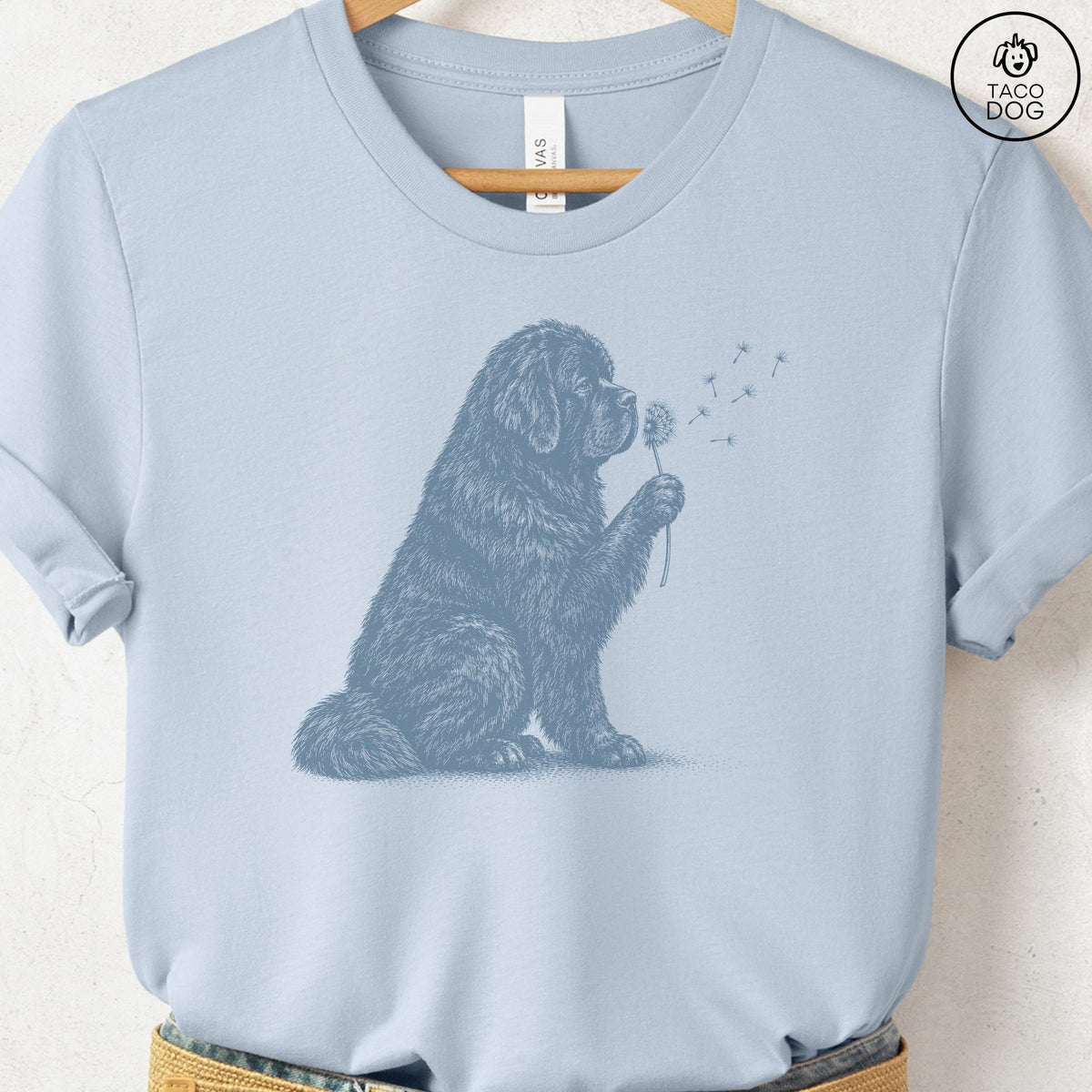 Newfoundland Dandelion T-Shirt Light Blue Taco-Dog