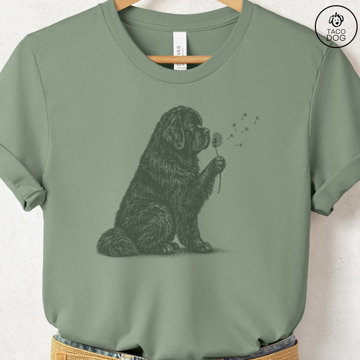 Newfoundland Dandelion T-Shirt Sage Taco-Dog