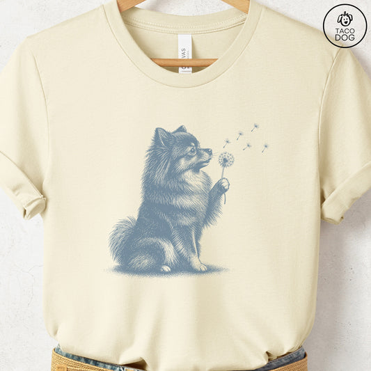 Pomeranian Dandelion T-Shirt Natural S Taco-Dog