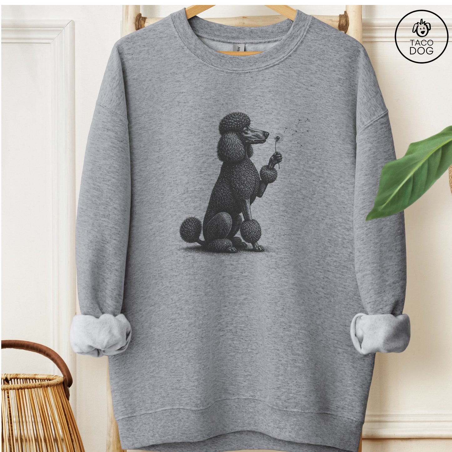 Poodle Dandelion Sweatshirt Graphite Heather Taco-Dog