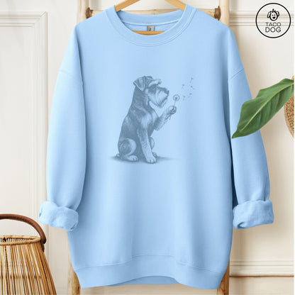 Schnauzer Dandelion Sweatshirt Light Blue Taco-Dog