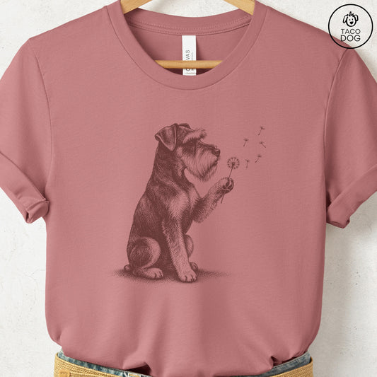 Schnauzer Dandelion T-Shirt Heather Mauve S Taco-Dog