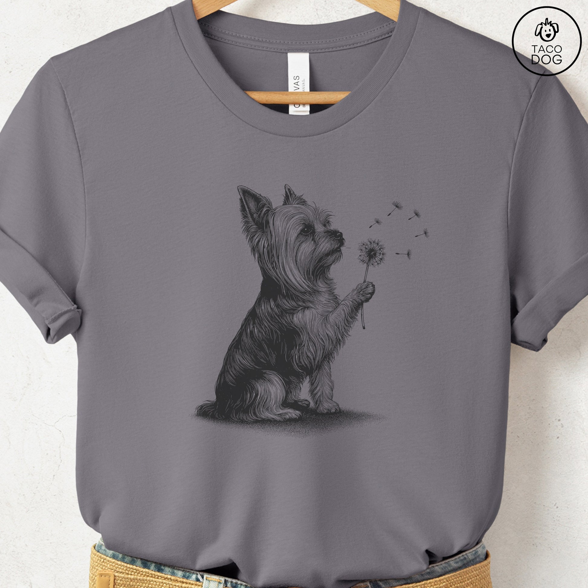 Yorkshire Terrier Yorkie Dandelion T-Shirt Storm S Taco-Dog