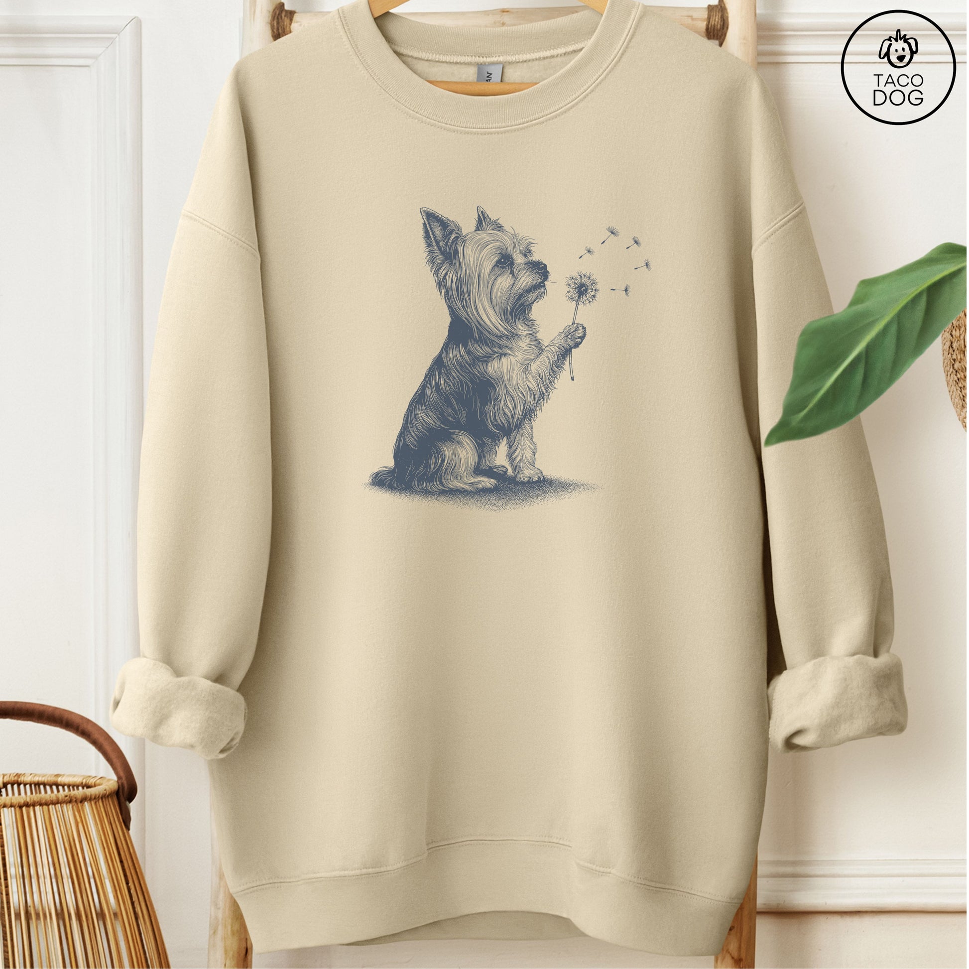 Yorkshire Terrier Yorkie Dandelion Sweatshirt Sand Taco-Dog