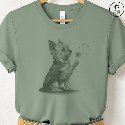 Yorkshire Terrier Yorkie Dandelion T-Shirt Sage S Taco-Dog