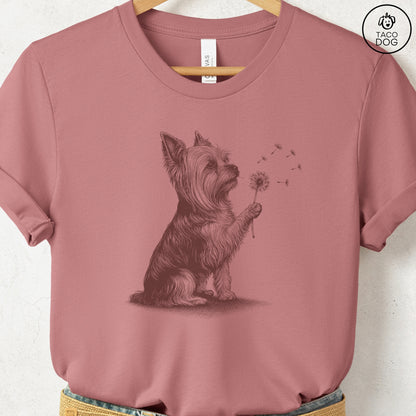 Yorkshire Terrier Yorkie Dandelion T-Shirt Heather Mauve S Taco-Dog