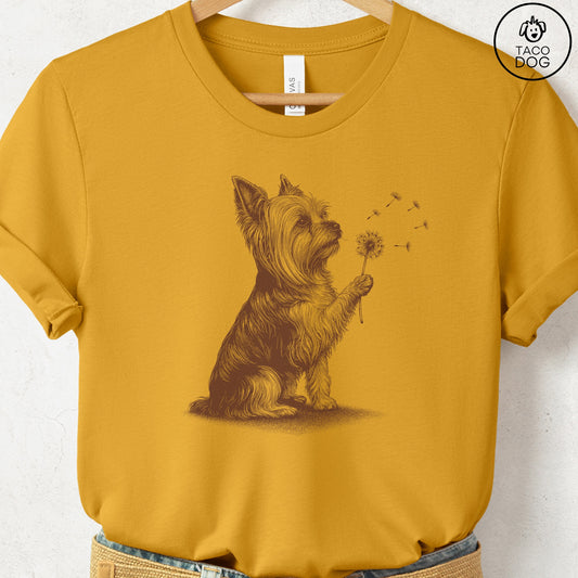 Yorkshire Terrier Yorkie Dandelion T-Shirt Mustard S Taco-Dog