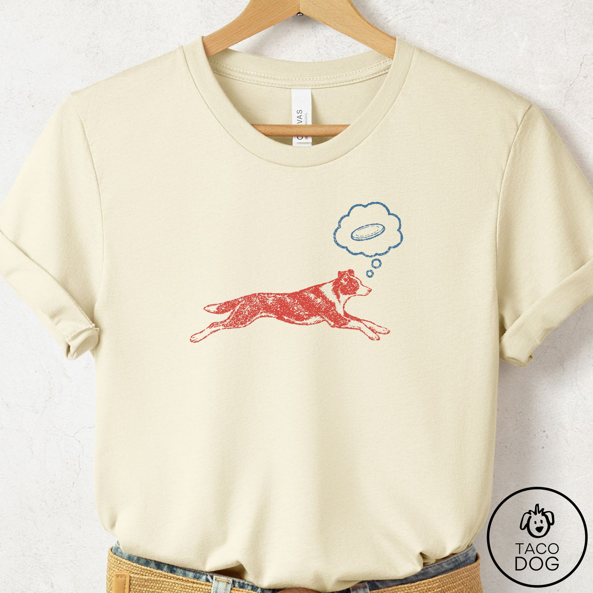 Border Collie Daydream T-Shirt Natural Taco-Dog