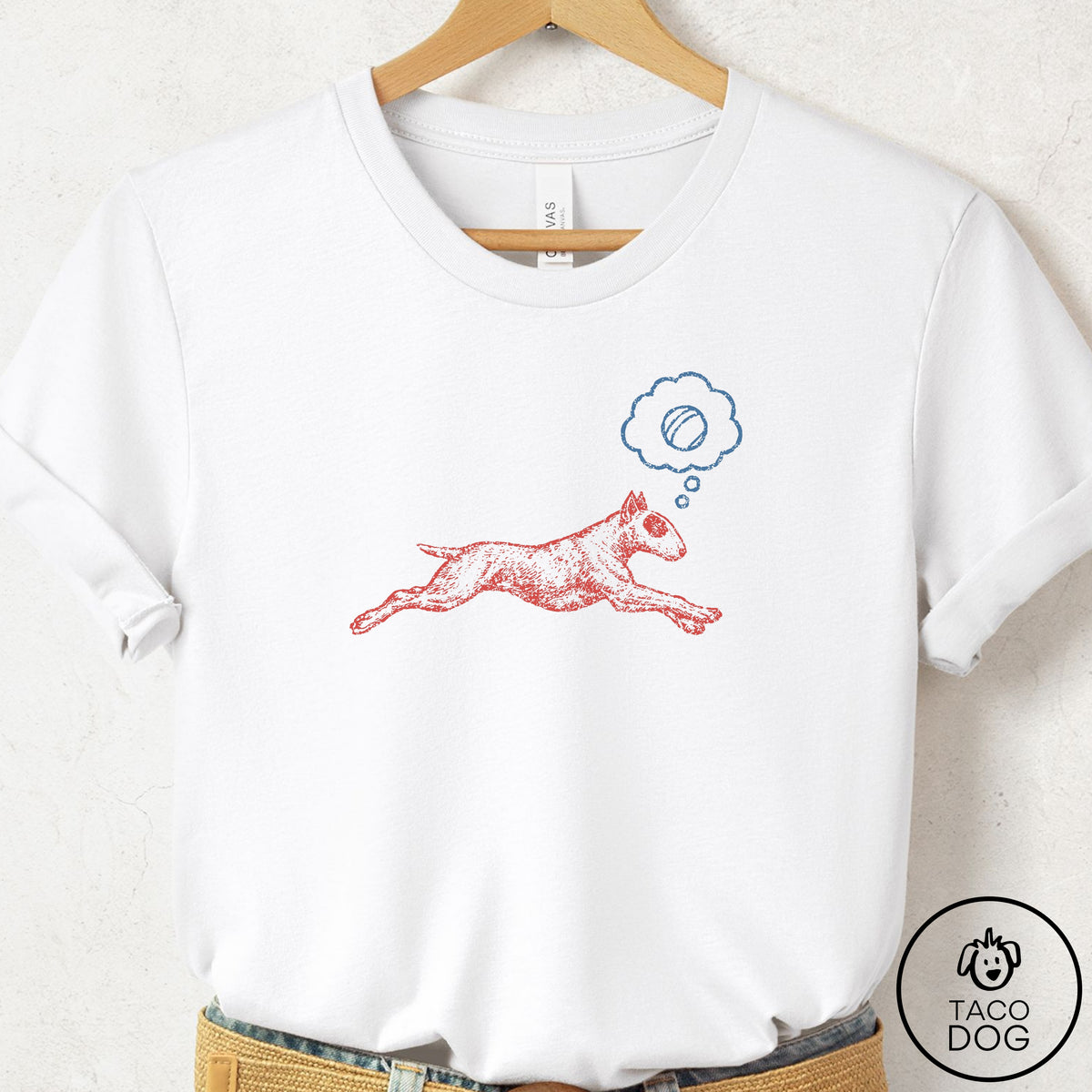 Bull Terrier Daydream T-Shirt White Taco-Dog