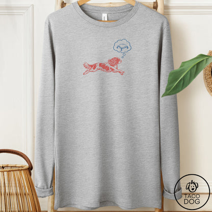 Cavalier King Charles Spaniel Daydream Long Sleeve Tee Athletic Heather Taco-Dog