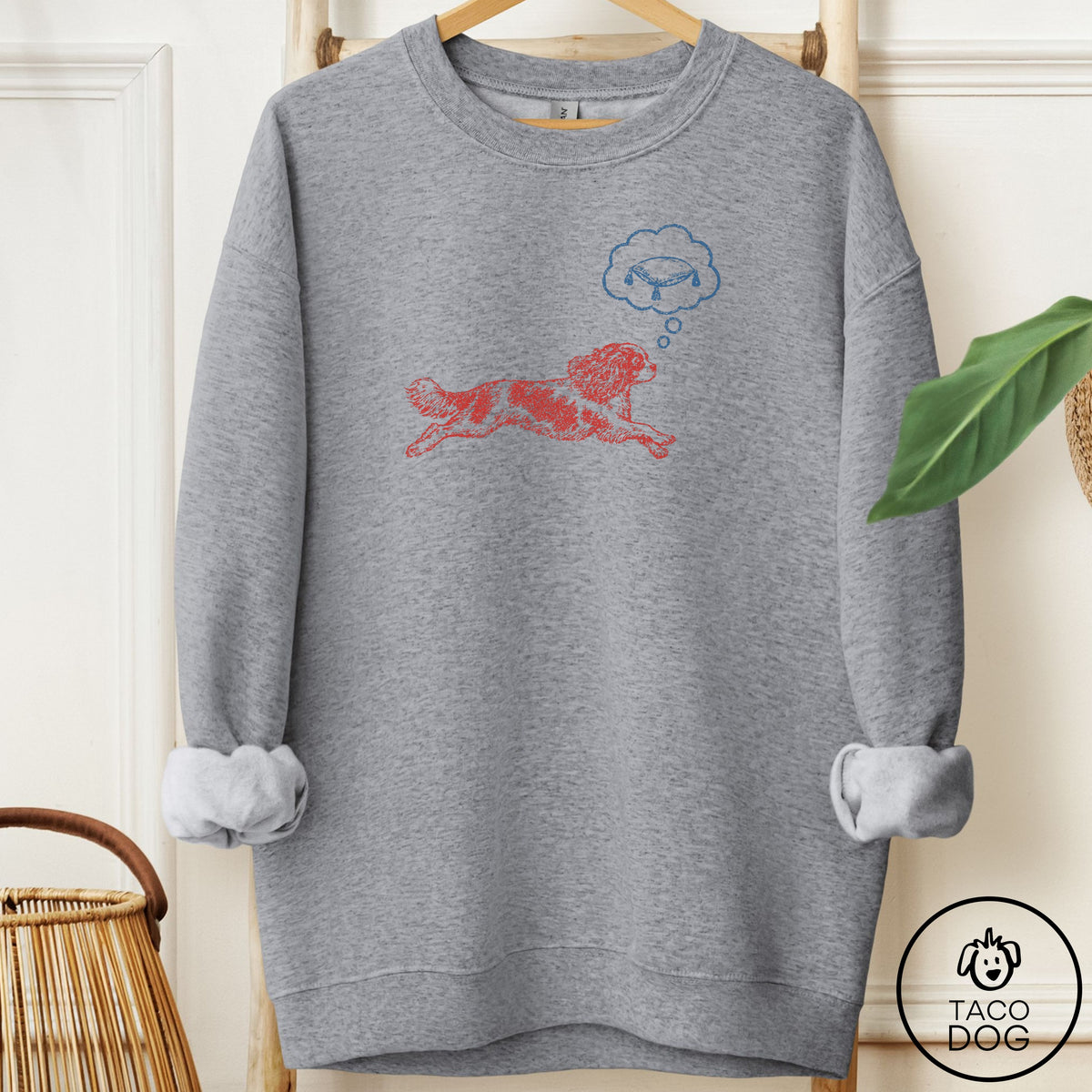 Cavalier King Charles Spaniel Daydream Sweatshirt Graphite Heather Taco-Dog