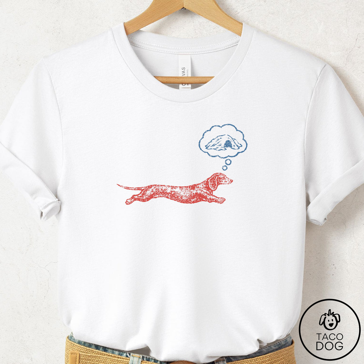 Dachshund Daydream T-Shirt White Taco-Dog