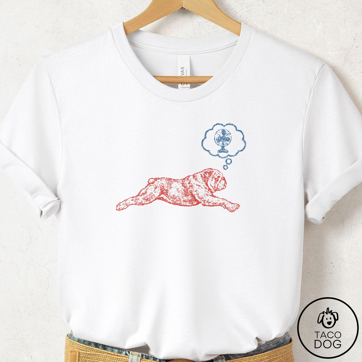 English Bulldog Daydream T-Shirt White Taco-Dog