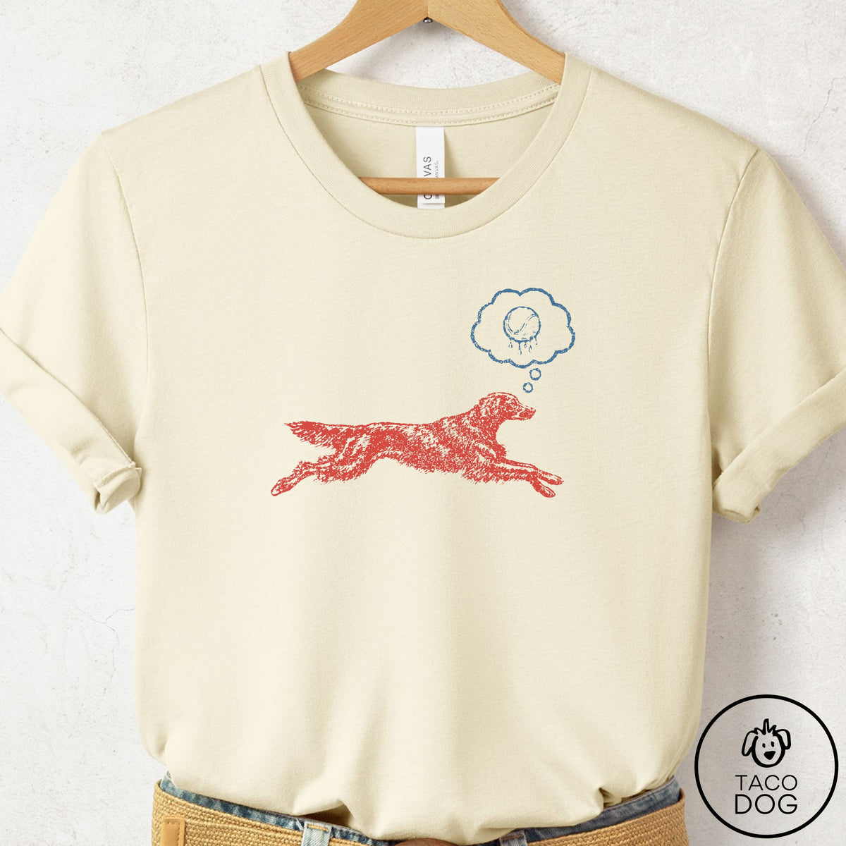 Flat-Coated Retriever Daydream T-Shirt Natural Taco-Dog
