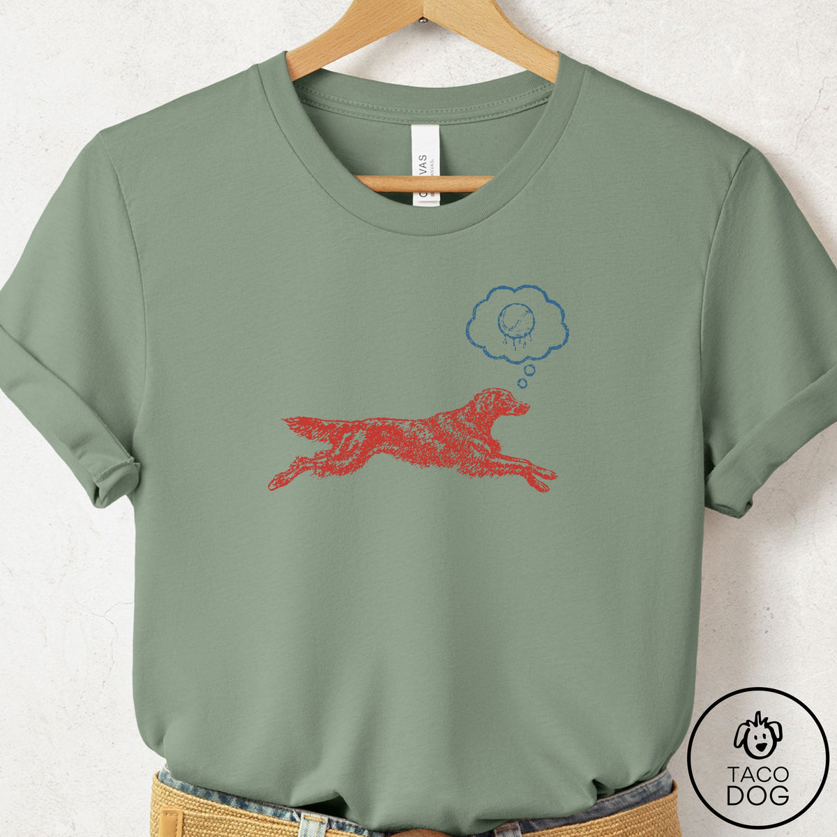 Flat-Coated Retriever Daydream T-Shirt Sage Taco-Dog