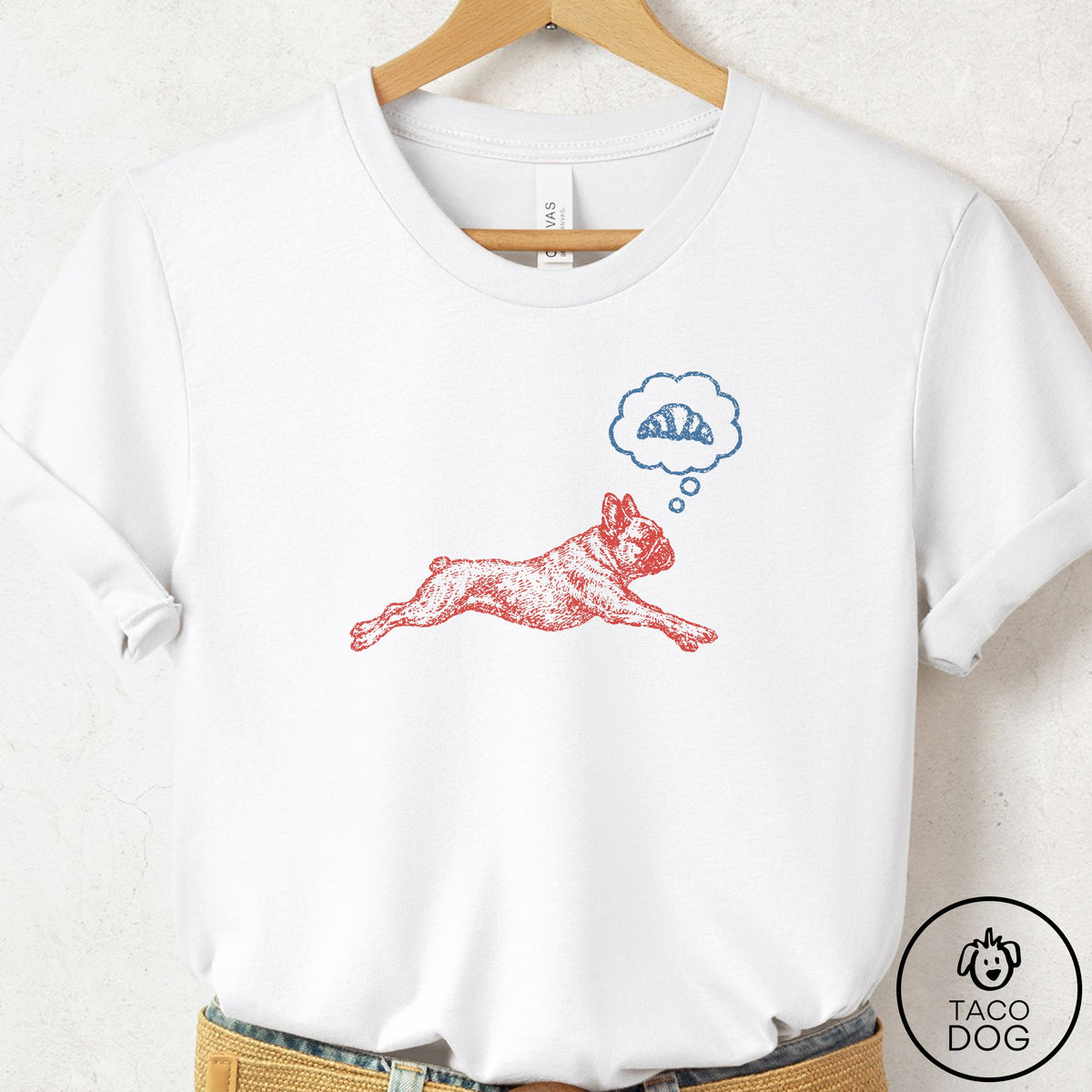 French Bulldog Frenchie Daydream T-Shirt White Taco-Dog