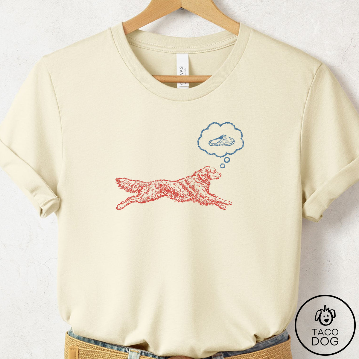 Golden Retriever Daydream T-Shirt Natural Taco-Dog