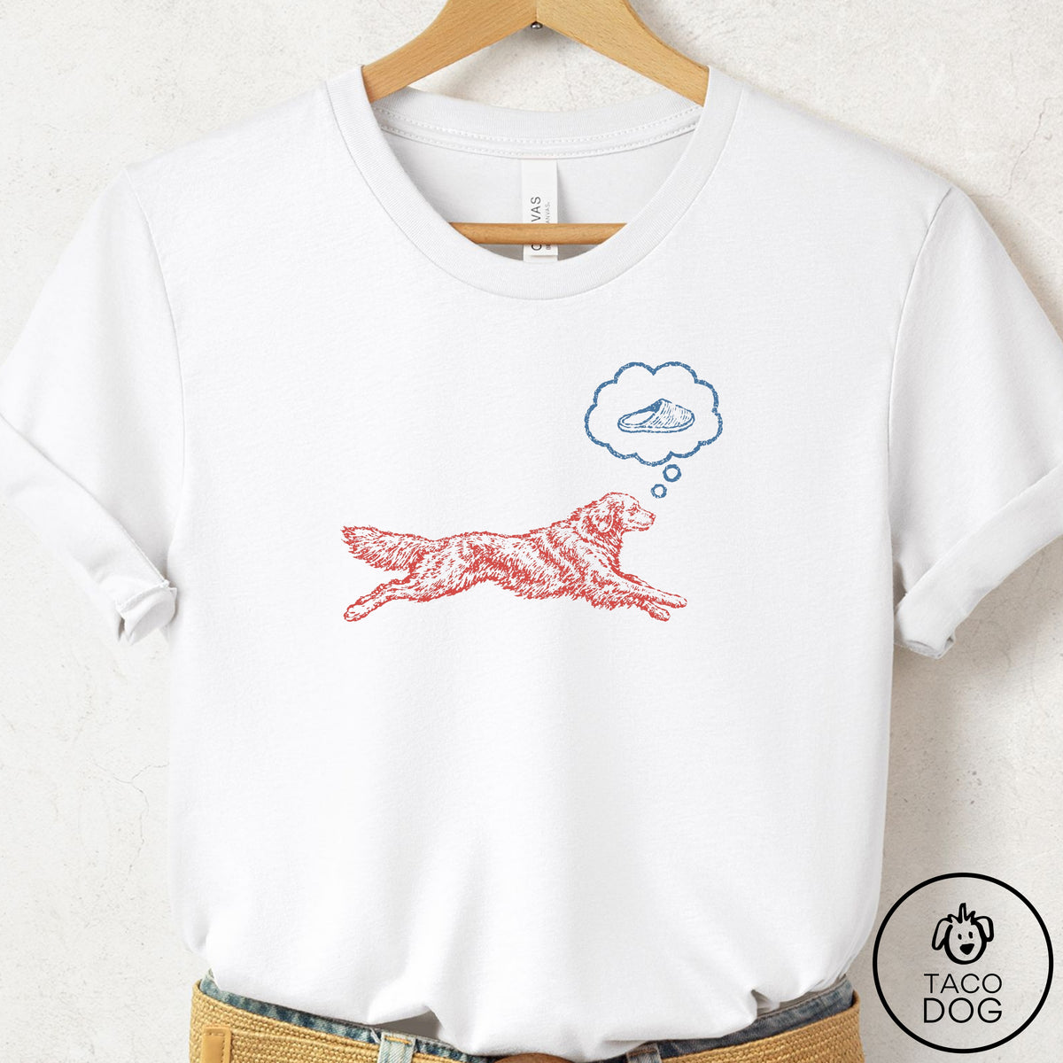 Golden Retriever Daydream T-Shirt White Taco-Dog