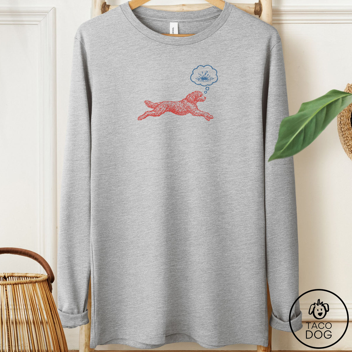 Doodle Daydream Long Sleeve Tee Athletic Heather Taco-Dog