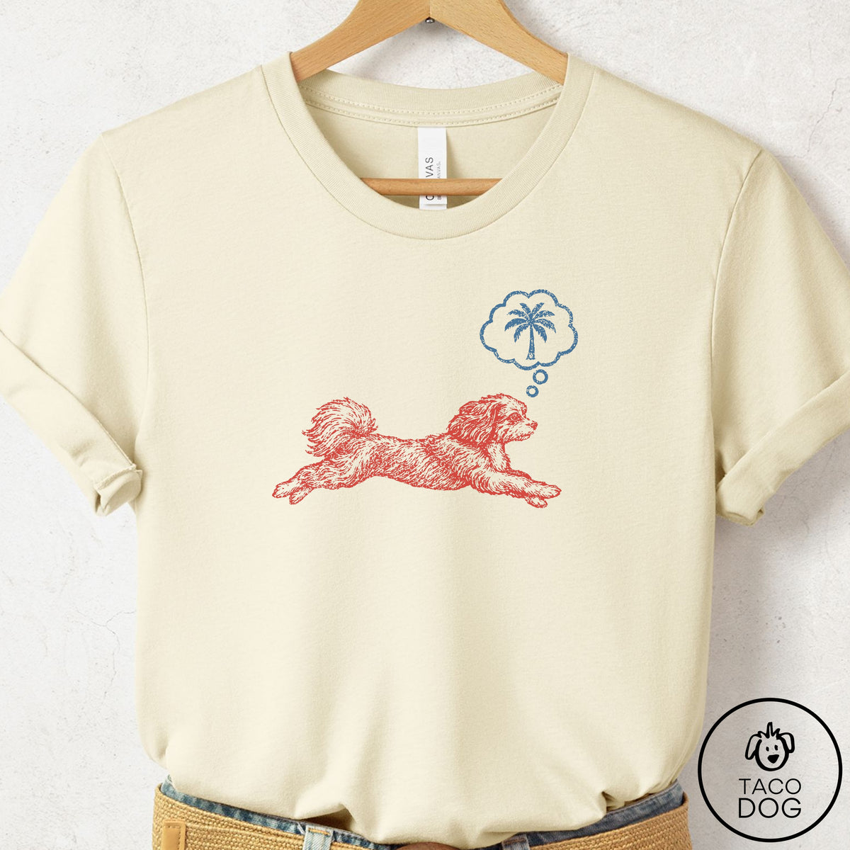 Havanese Daydream T-Shirt Natural Taco-Dog