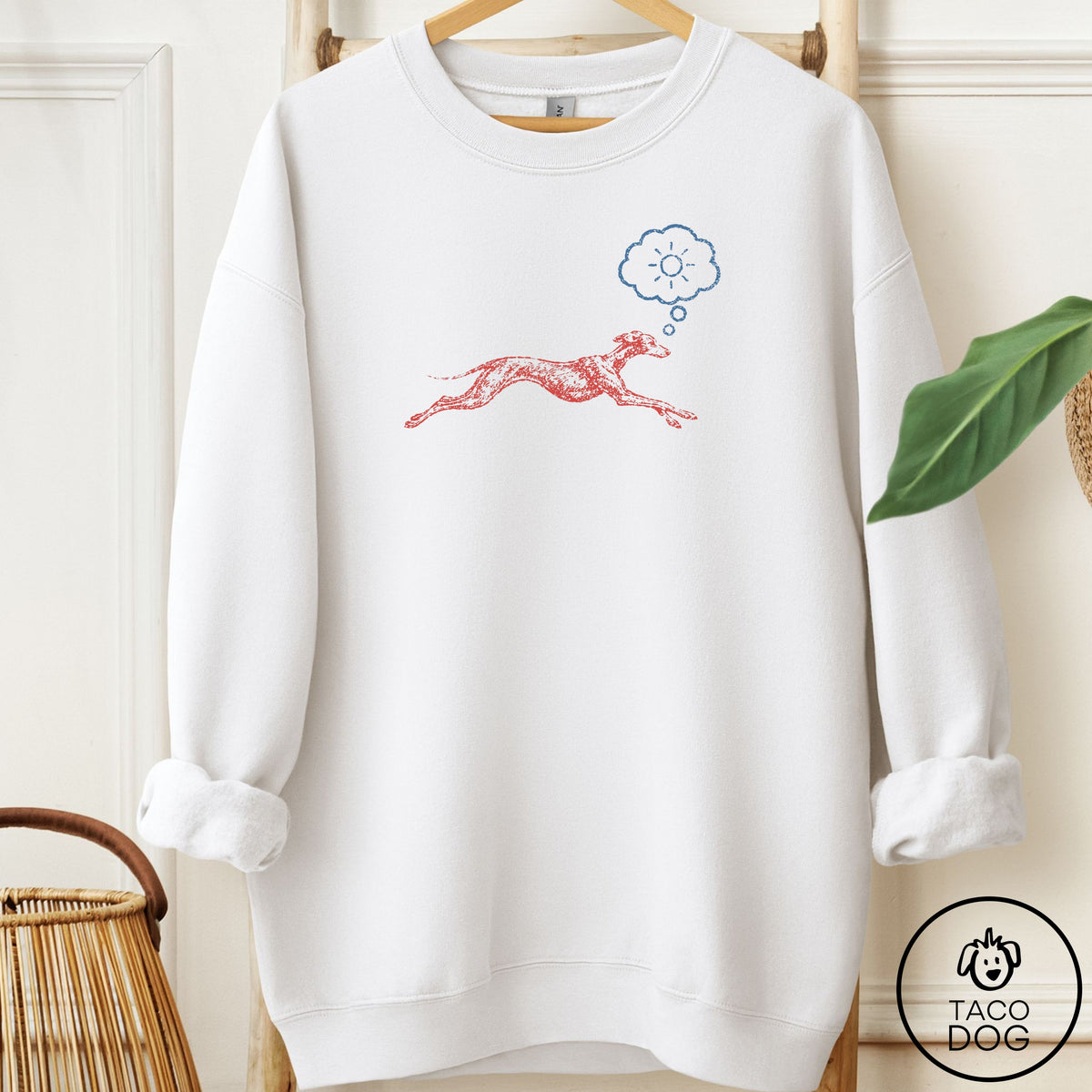 Italian Greyhound Whippet Daydream Sweatshirt White Taco-Dog
