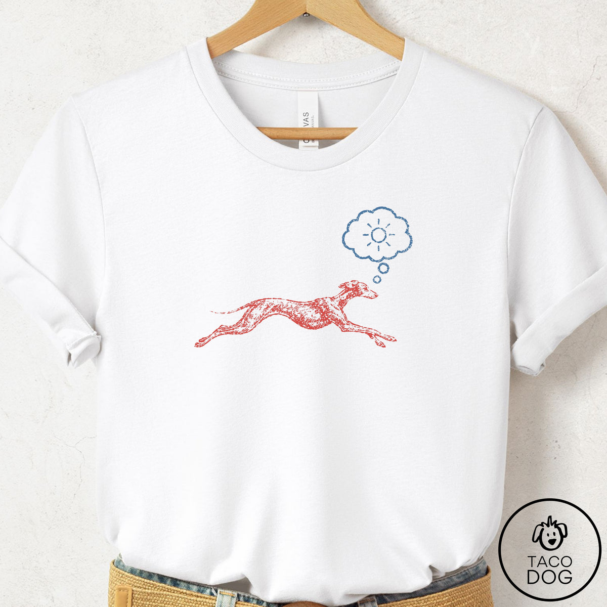 Italian Greyhound Whippet Daydream T-Shirt White Taco-Dog