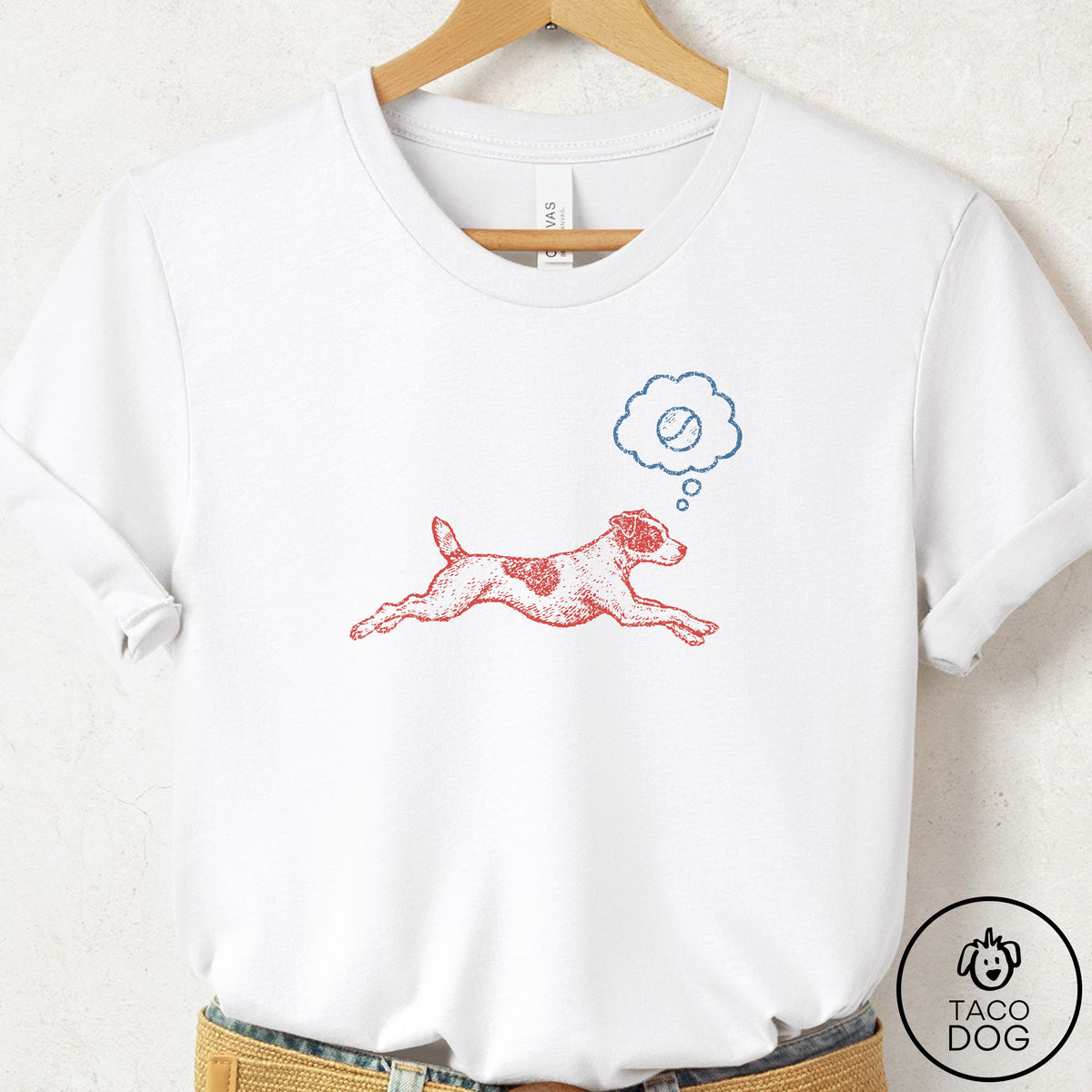 Jack Russell Daydream T-Shirt White Taco-Dog