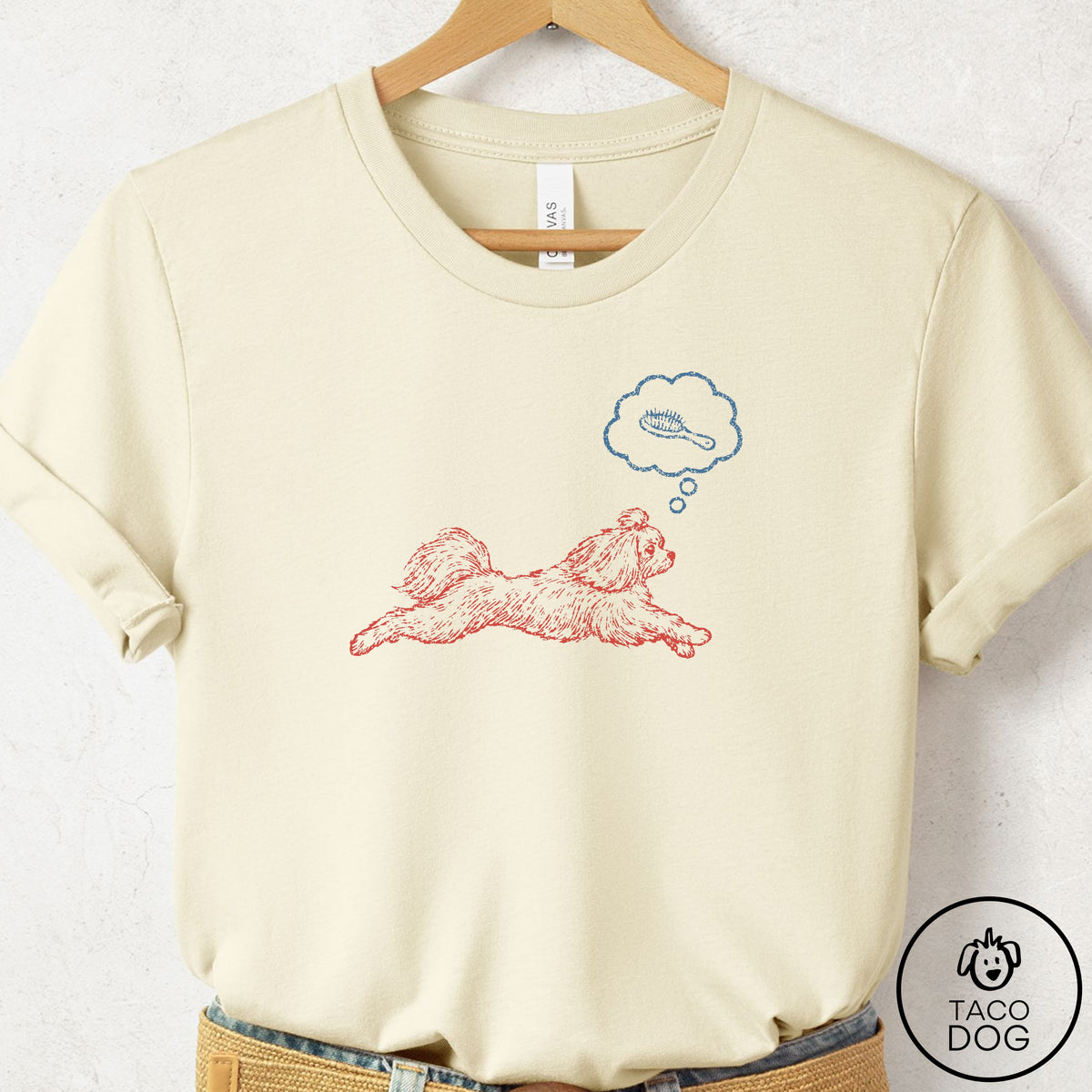Maltese Daydream T-Shirt Natural Taco-Dog