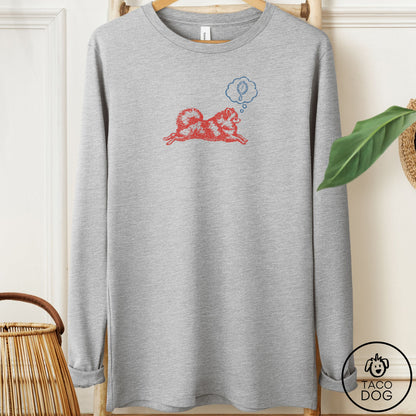 Pomeranian Daydream Long Sleeve Tee Athletic Heather Taco-Dog