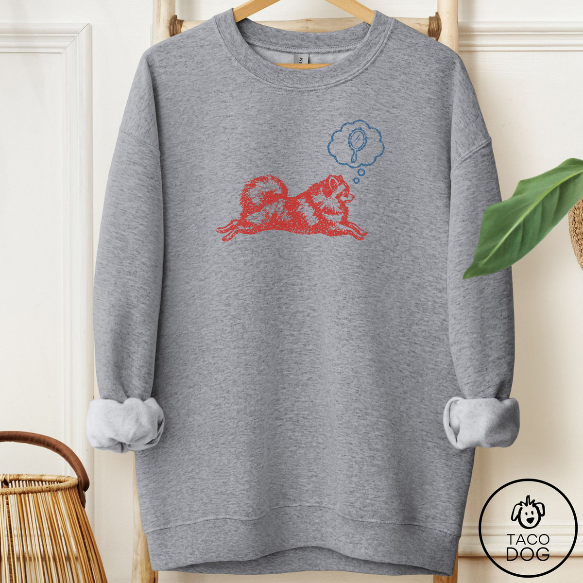 Pomeranian Daydream Sweatshirt Graphite Heather Taco-Dog