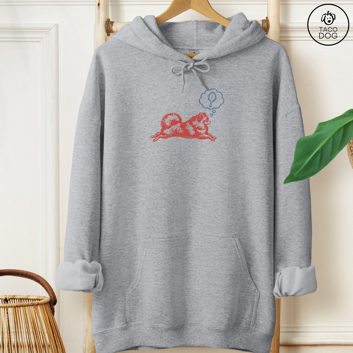 Pomeranian Daydream Hoodie Graphite Heather Taco-Dog
