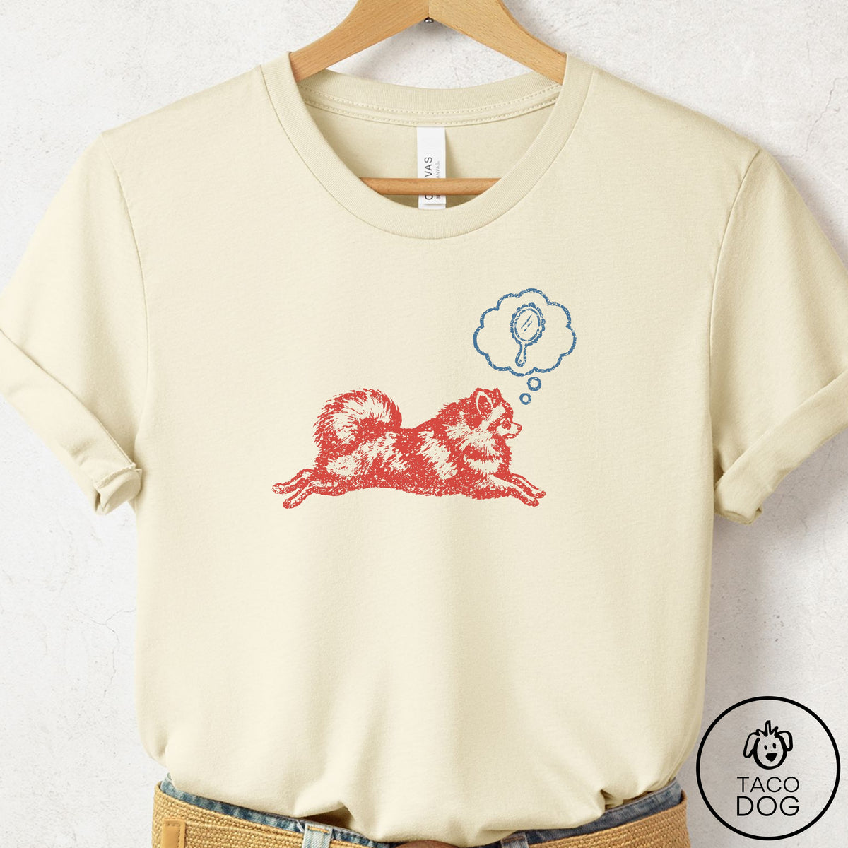 Pomeranian Daydream T-Shirt Natural Taco-Dog