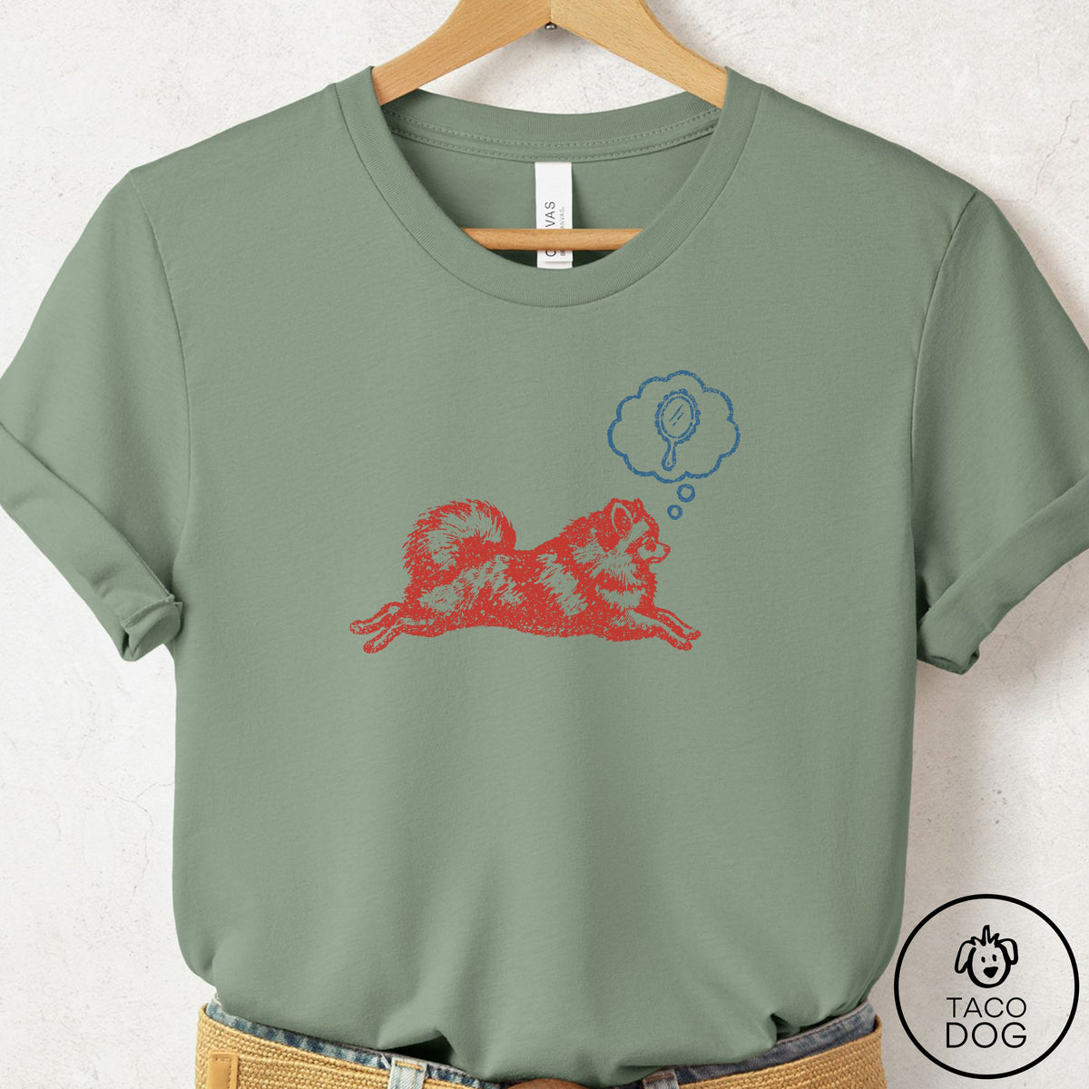 Pomeranian Daydream T-Shirt Sage Taco-Dog