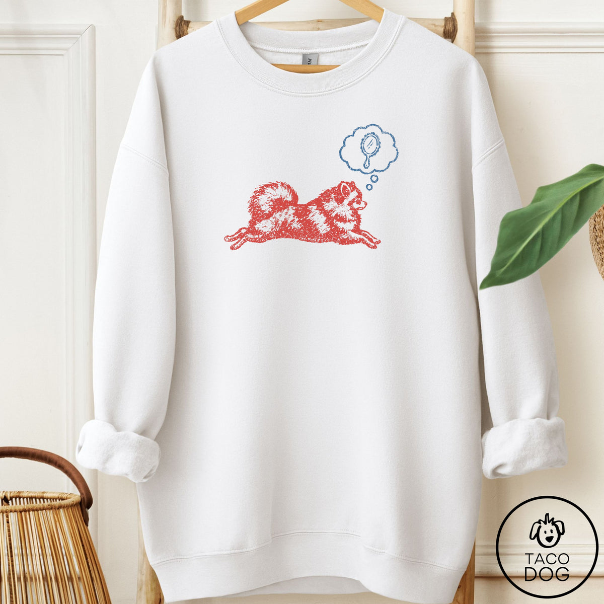 Pomeranian Daydream Sweatshirt White Taco-Dog