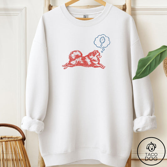 Pomeranian Daydream Sweatshirt White Taco-Dog