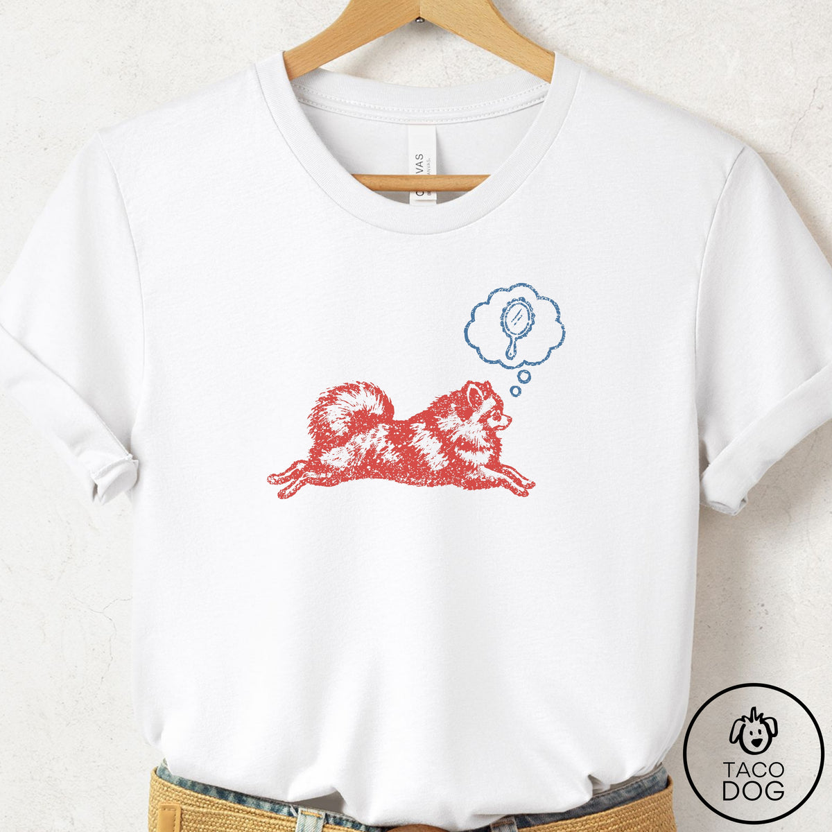 Pomeranian Daydream T-Shirt White Taco-Dog